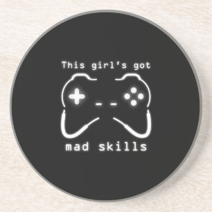 Girl's Got Mad Skills Video Game Controller Drink  Coaster