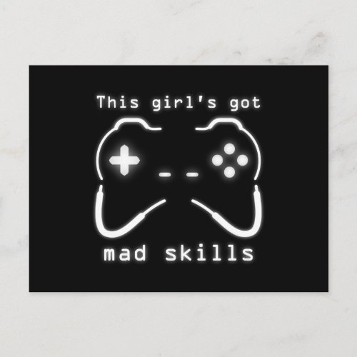 Girls Got Mad Skills Video Game Controller Postcard