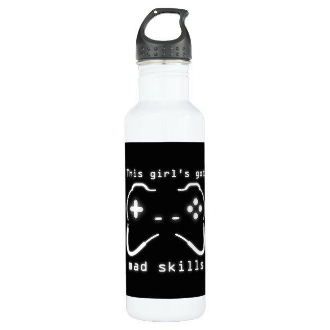 Girl's Got Mad Skills Video Game Controller Water  Stainless Steel Water Bottle (Front)