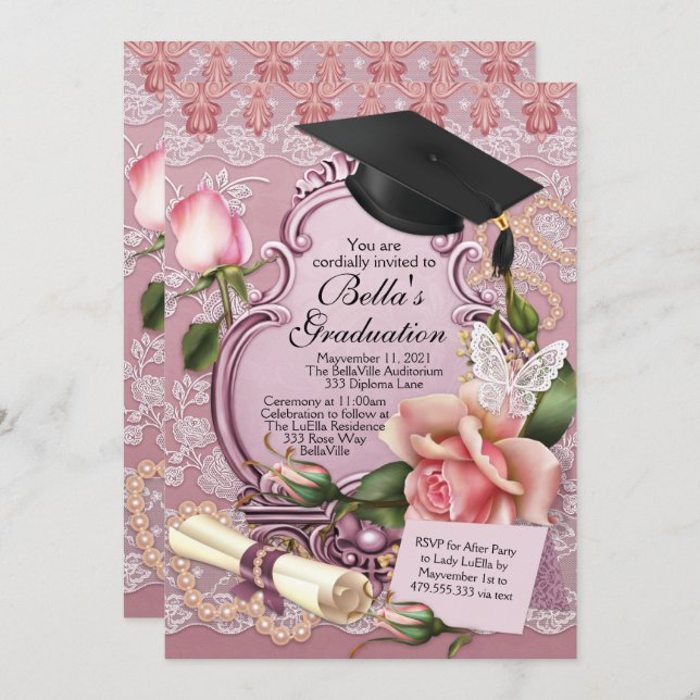 Girls Graduation Invitations (Front/Back)