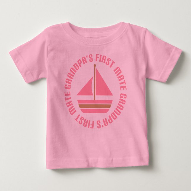 Girls Grandpa's First Mate Sailing Gift Tee (Front)
