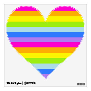 Girls graphic rainbow heart wall decal stickers