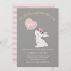 Girls Gray Pink Bunny Baby Shower invitation