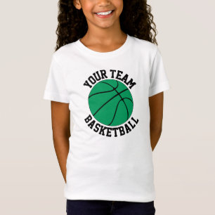Girls Green Basketball Team Name, Player & Number T-Shirt