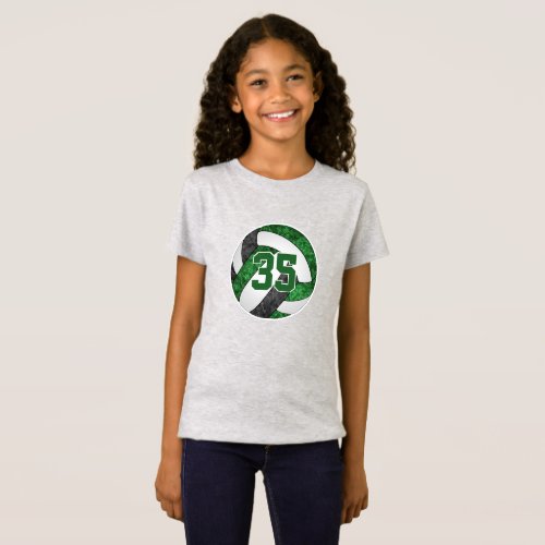 girls green black volleyball team colors custom T_Shirt