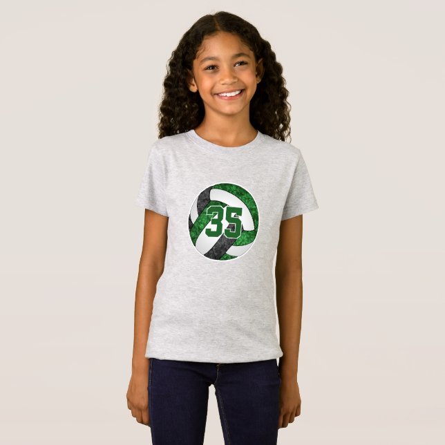 girls green black volleyball team colors custom T-Shirt (Front Full)