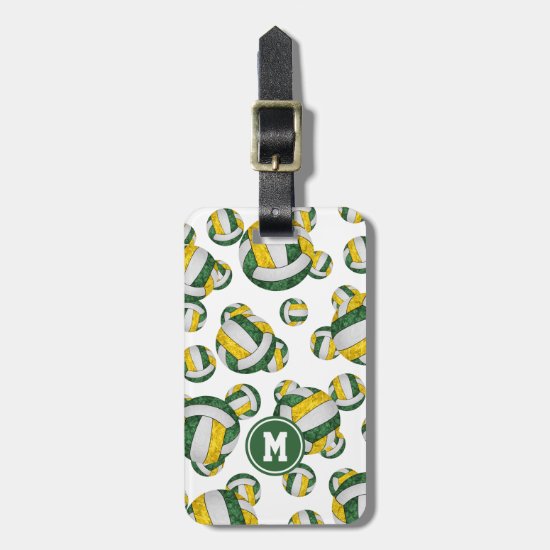 girls green gold team colors volleyball gifts luggage tag