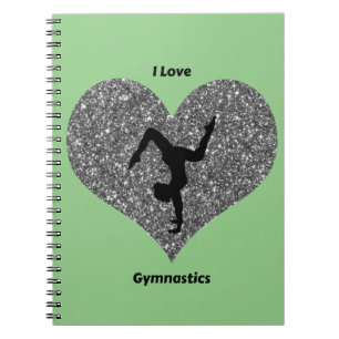 Girls Green I Love Gymnastics Spiral Notebook