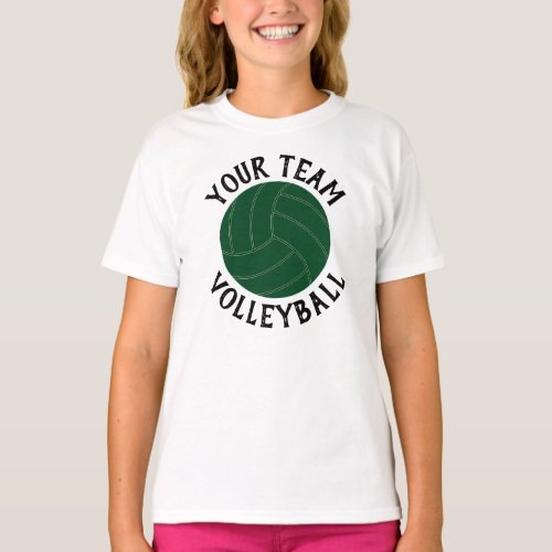 Girls Green Volleyball Team Player Name  Number T_Shirt
