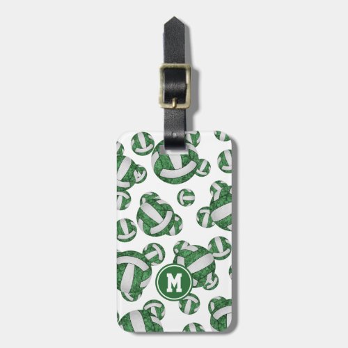 girls green white team gifts travel volleyball luggage tag