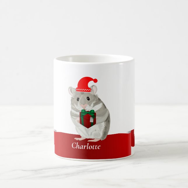 Girls Grey Hamster Christmas  Coffee Mug (Center)