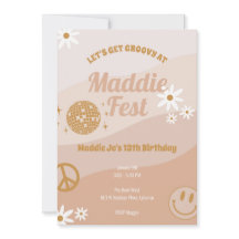 Girls Groovy Festival Vibes Birthday Invitation