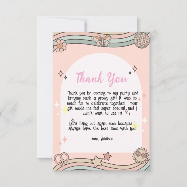 Girl's Groovy Thank You Card (Front)
