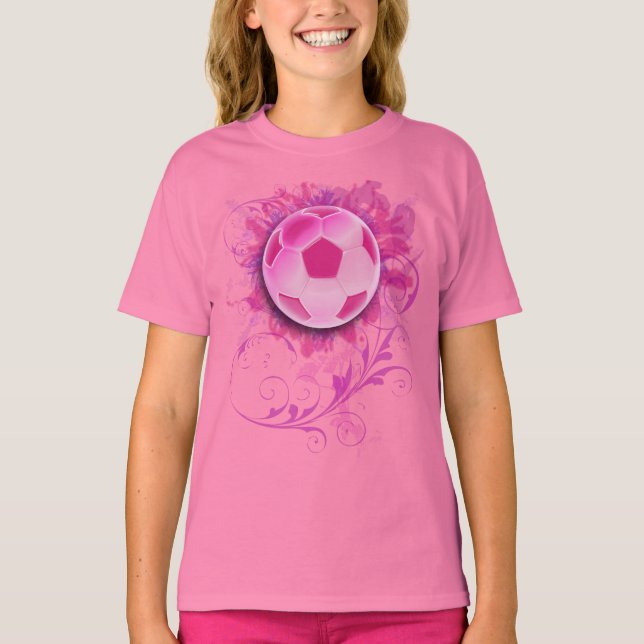 Girl's Grunge Floral Soccer Childrens Shirt (Front)