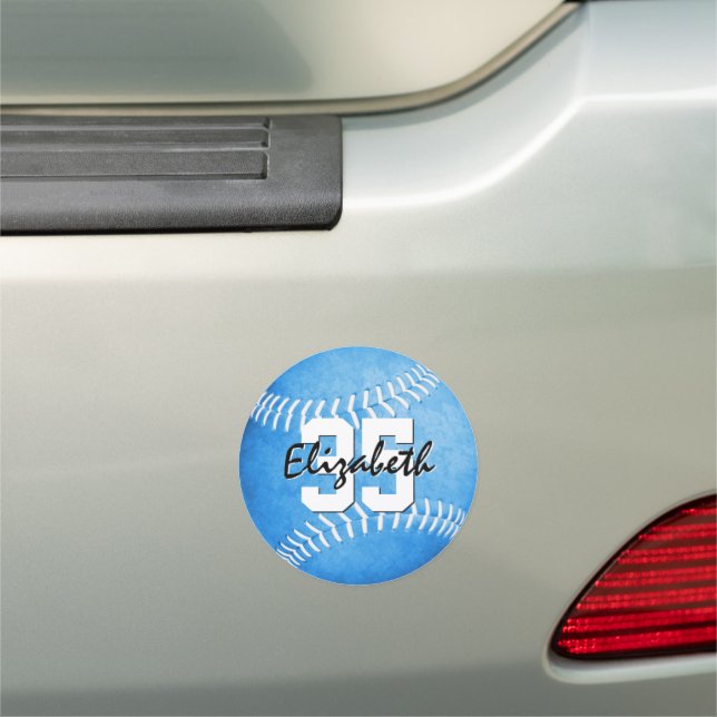 girls grungy blue softball gym locker or car magnet (In Situ)