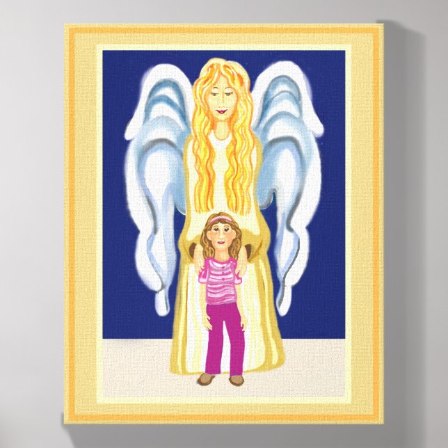 Girl's Guardian Angel  Canvas Photo Tile (Front Set)