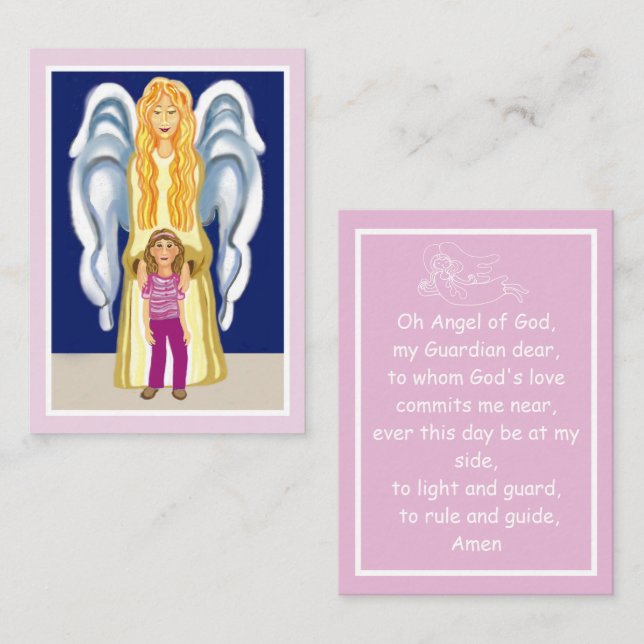 Girl's Guardian Angel prayer card (Front/Back)