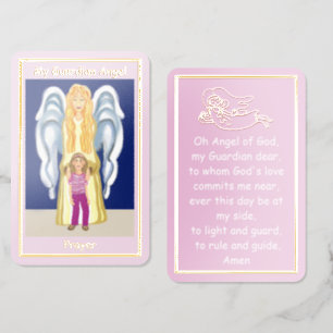Girl's Guardian Angel prayer card