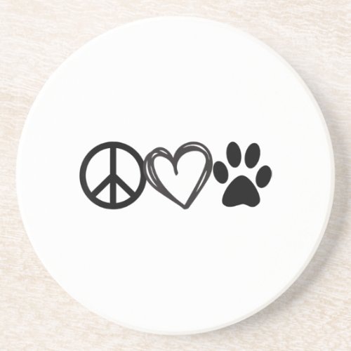 Girls Guys Dog _ Cat Lover Shirt Peace Love Paws Coaster
