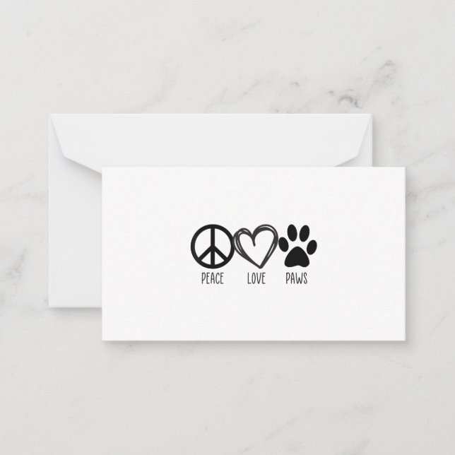 Girls Guys Dog _ Cat Lover Shirt Peace Love Paws Note Card (Front)