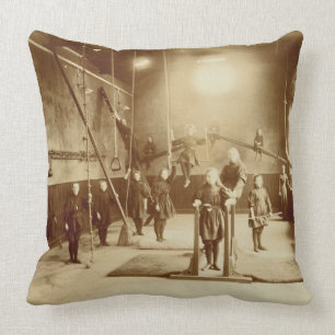 Girl's Gymnasium at the Deaf and Dumb Institution, Throw Pillow