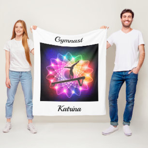 Girls Gymnast Balance Beam Personalized Fleece Blanket