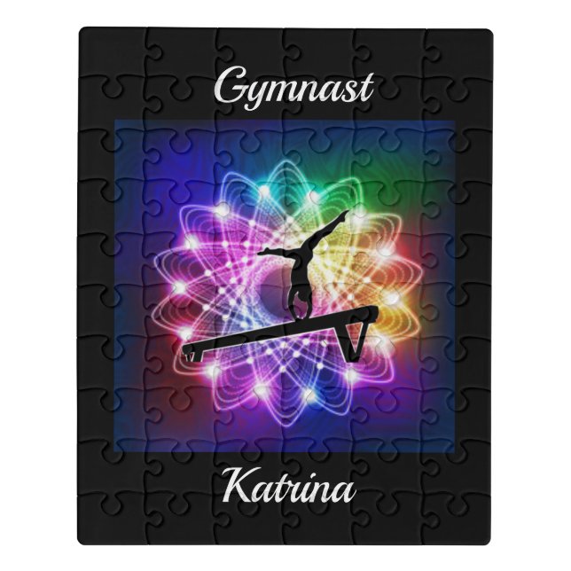 Girls Gymnast Balance Beam Personalized Jigsaw Puzzle (Puzzle Vertical)