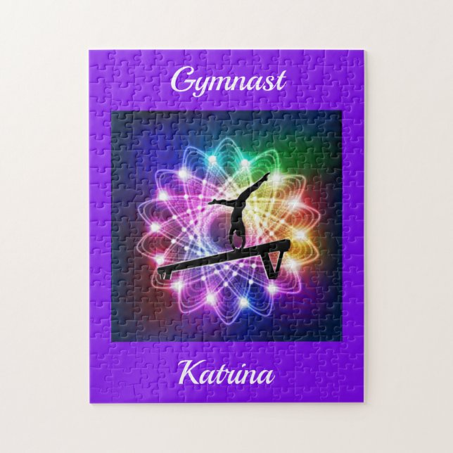 Girls Gymnast Balance Beam Personalized Jigsaw Puzzle (Vertical)