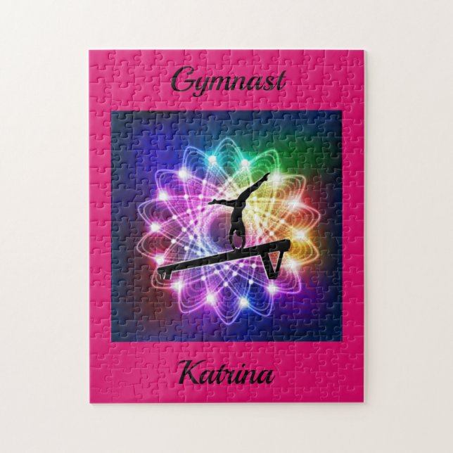 Girls Gymnast Balance Beam Personalized Jigsaw Puzzle (Vertical)
