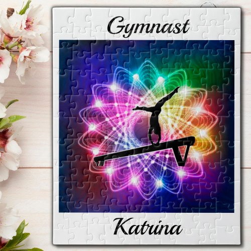 Girls Gymnast Balance Beam Personalized Jigsaw Puzzle