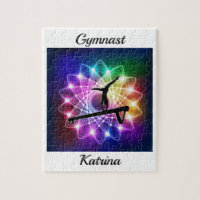 Girls Gymnast Balance Beam Personalized Jigsaw Puzzle