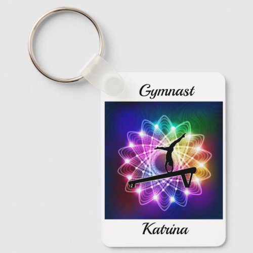 Girls Gymnast Balance Beam Personalized   Keychain