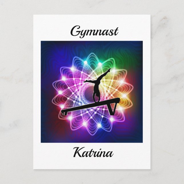 Girls Gymnast Balance Beam Personalized Postcard (Front)