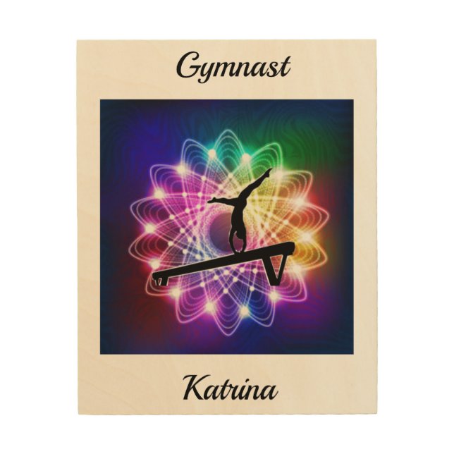 Girls Gymnast Balance Beam Personalized  Wood Wall Art (Front)