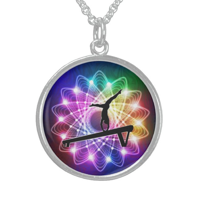 Girls Gymnast Balance Beam   Sterling Silver Necklace (Front)