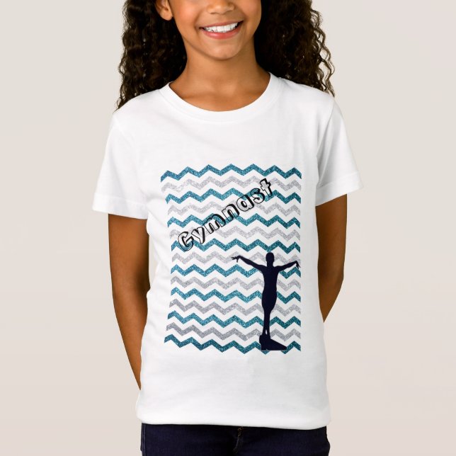 Girls Gymnast Chevron Gymnastics T-Shirt (Front)
