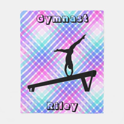 Girls Gymnast Gymnastics Balance Beam Pastel Fleece Blanket