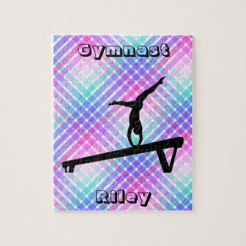Girls Gymnast Gymnastics Balance Beam Pastel Jigsaw Puzzle
