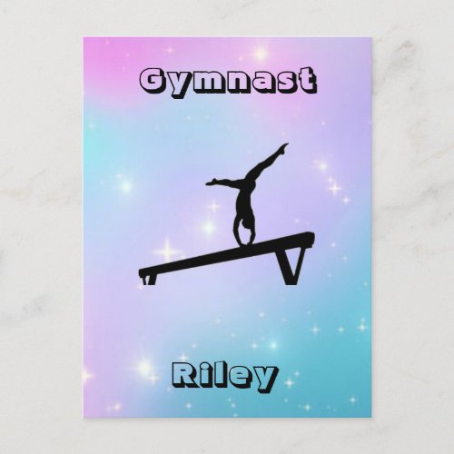 Girls Gymnast Gymnastics Balance Beam Postcard