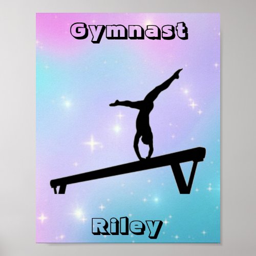 Girls Gymnast Gymnastics Balance Beam   Poster