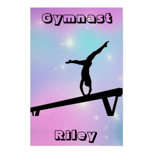 Girls Gymnast Gymnastics Balance Beam  Poster