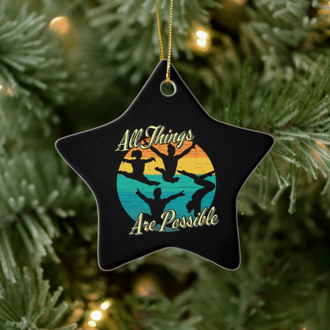 Girls Gymnastics - All Things are Possible Ceramic Ornament (Tree)