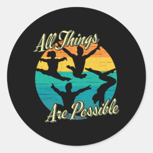 Girls Gymnastics - All Things are Possible Classic Round Sticker