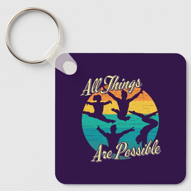 Girls Gymnastics - All Things are Possible Keychain (Front)