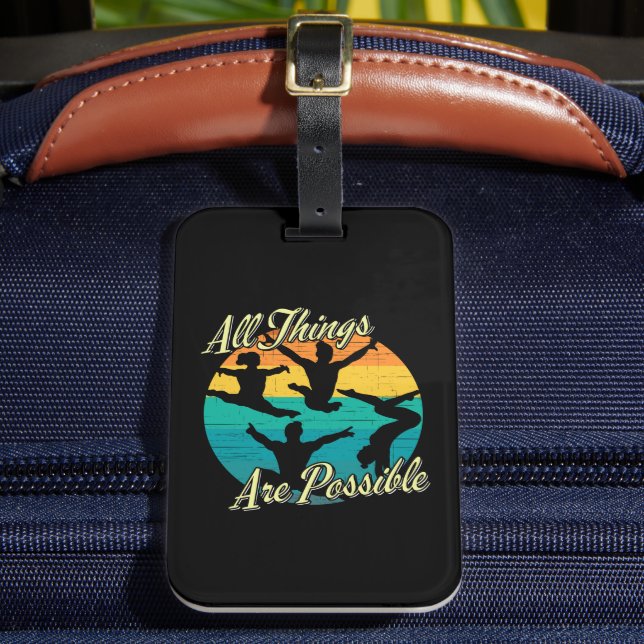 Girls Gymnastics - All Things are Possible Luggage Tag (Front Insitu 2)