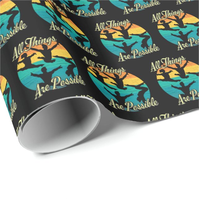 Girls Gymnastics - All Things are Possible Wrapping Paper (Roll Corner)