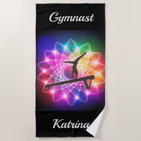 Girls Gymnastics Balance Beam Beach Towel