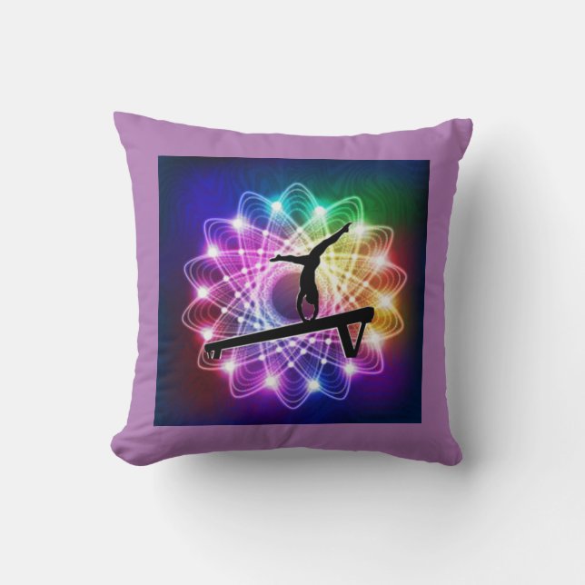 Girls Gymnastics Balance Beam Custom Name Pillow (Front)
