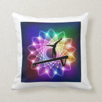 Girls Gymnastics Balance Beam Throw Pillow