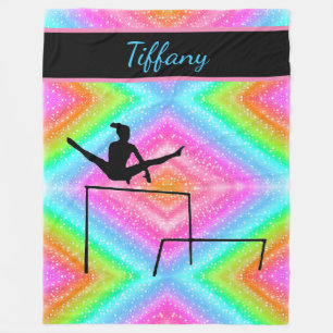 Girls Gymnastics Bars Colorful Fleece Blanket
